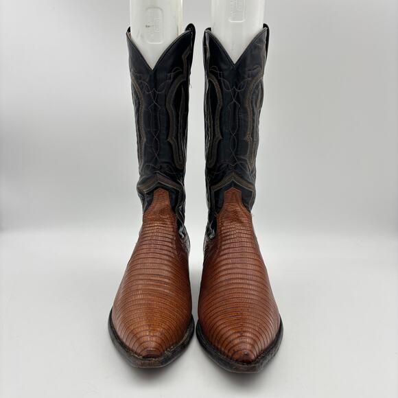Tony Lama 8243 Lizard Leather Western Cowboy Boots Men\'s 8.5D Exotic main image 12
